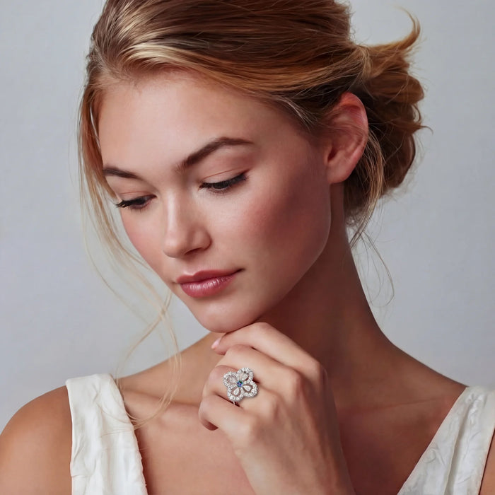 Prismatic Bloom Moissanite Ring