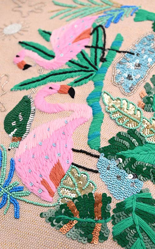 Tropical Pink Flamenco Embellished Tote