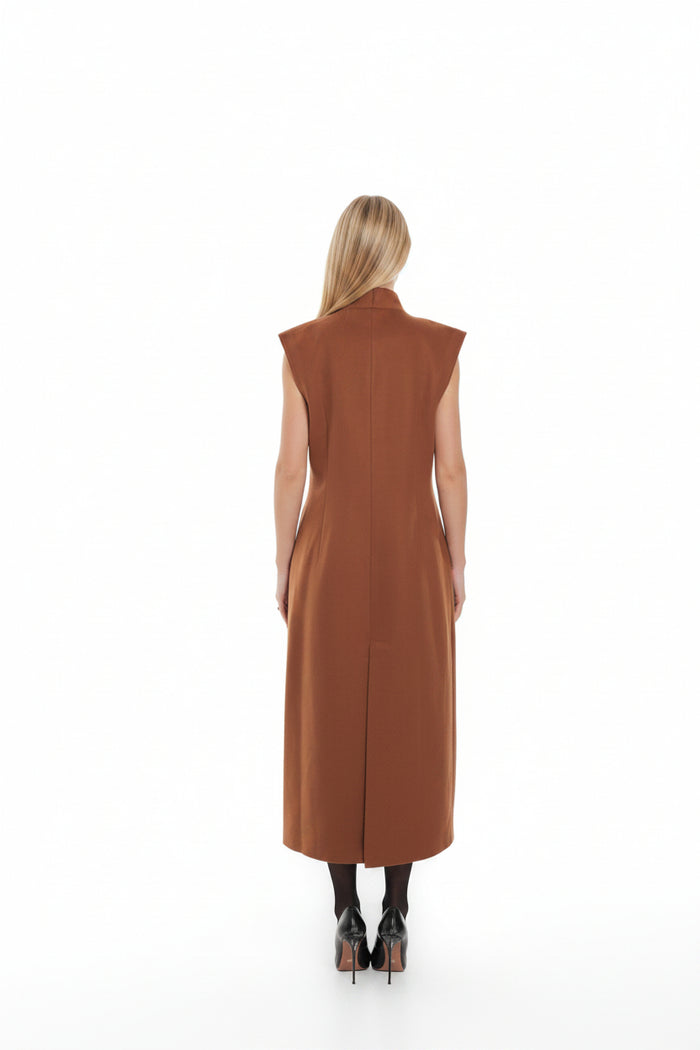 Eileen Cashmere Blend Longline Vest in Cinnamon