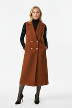 Eileen Cashmere Blend Longline Vest in Cinnamon