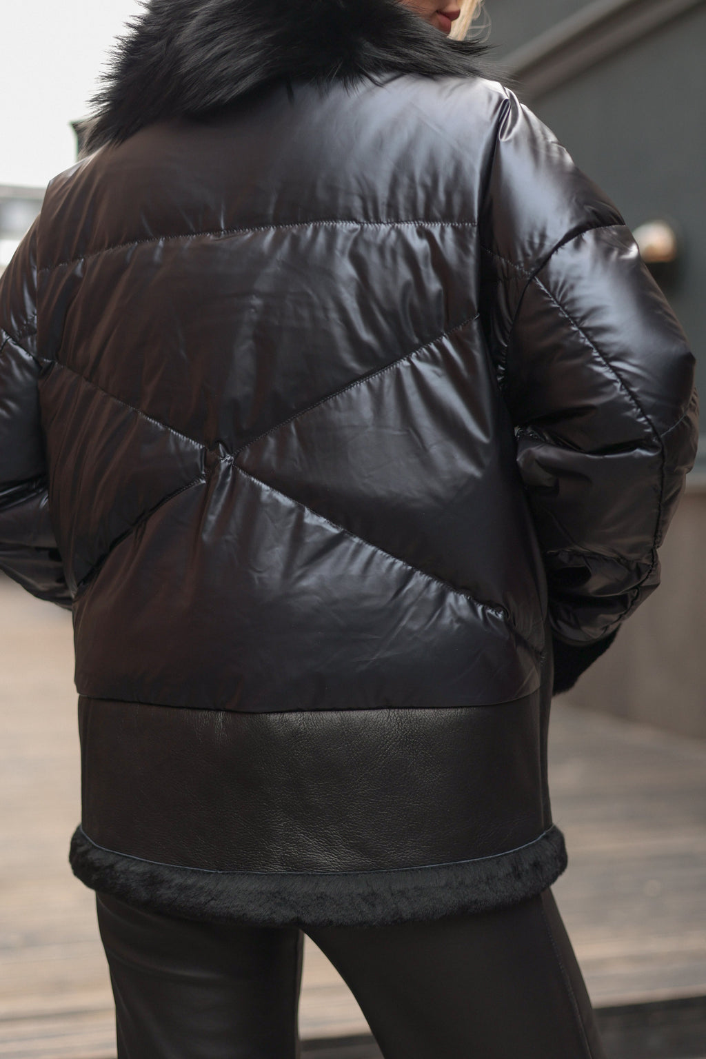 Genuine Lamb Leather Fox Fur Coat